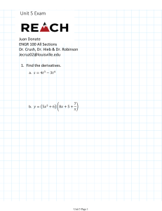ENGR 100 Unit 5 Calculus Exam