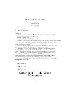 1D Quantum Mechanics Notes PDF