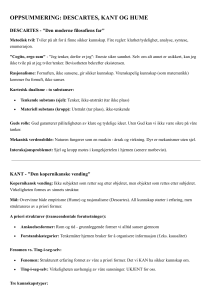 Resum&eacute; af Descartes, Kant & Hume Filosofi