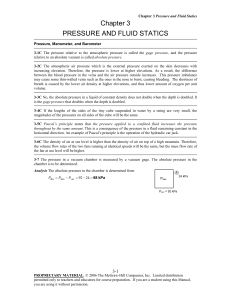 Chapter 3: Pressure and Fluid Statics