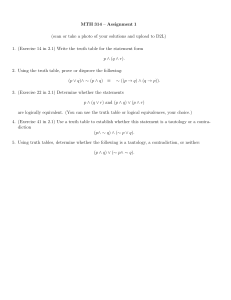 MTH 314 Assignment 1: Truth Tables & Logical Equivalences