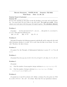 Discrete Structures Final Exam MATH 181