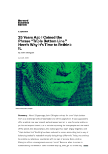 Rethinking the Triple Bottom Line: A Recall by John Elkington