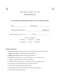 Math 1554 Linear Algebra Final Exam 2023