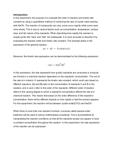 Crystal Violet Kinetics Lab Report