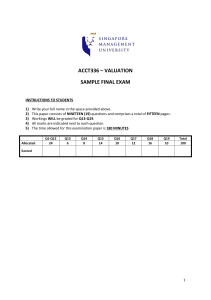 ACCT336 Valuation Sample Final Exam