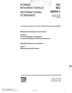 IEC 60034-1: Rotating Electrical Machines Rating & Performance