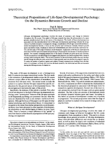 Theoretical Propositions of Life-Span Development
