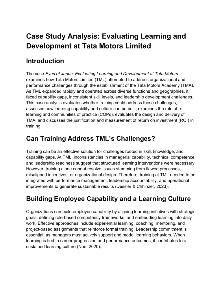 Tata Motors Learning & Development Case Study