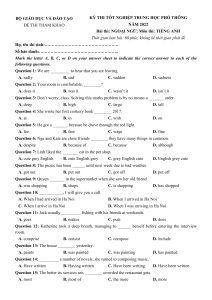 Đề minh họa thi tốt nghiệp trung học phổ th&ocirc;ng 2022 - M&ocirc;n Tiếng Anh - File word c&oacute; lời giải