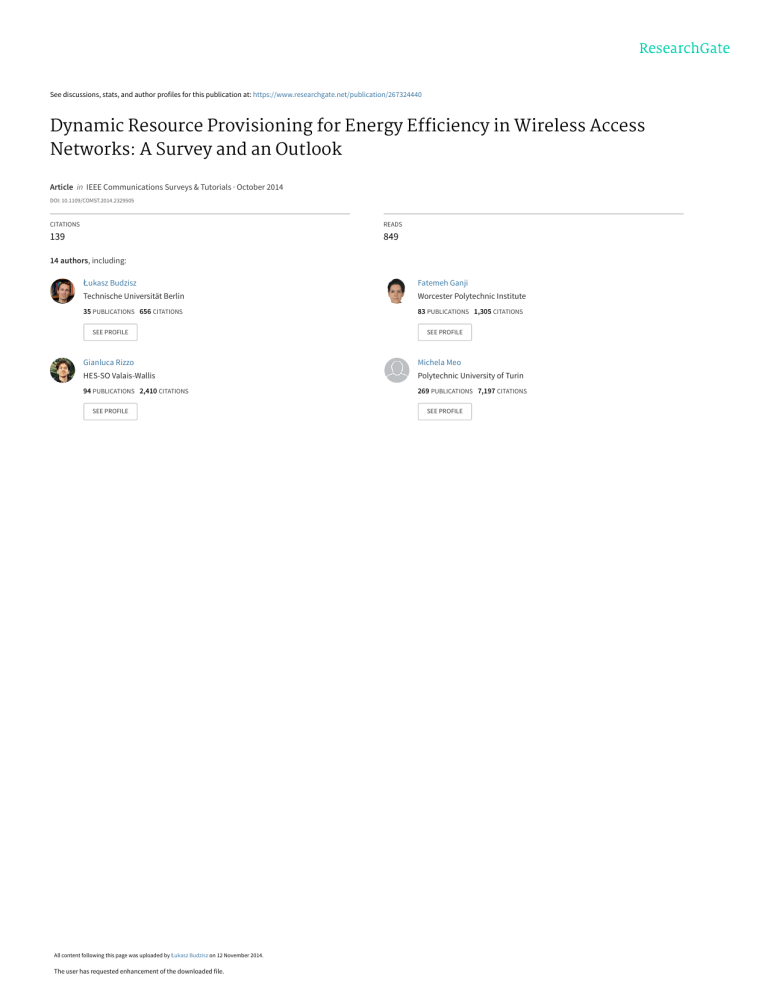 Dynamic Resource Provisioning for Energy Efficiency in Wireless Access ...