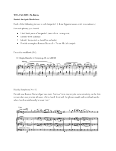 Period Analysis Worksheet Music Theory