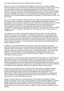 The Critical Importance of Nursing in Modern Healthcare