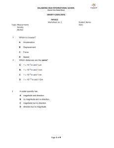 Grade 9 Physics Worksheet: Measurements & Motion