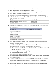 IGCSE Physics Chapter 6 Energy Worksheet