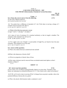 Physics Exam Paper: Electrostatics, Potential & Current Electricity