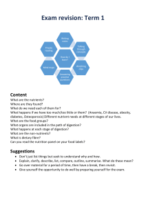 Nutrition and Digestion Exam Revision Guide