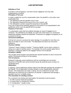Law Definitions: Tort and Contract Law Study Guide