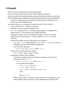 Introduction to OCaml Programming