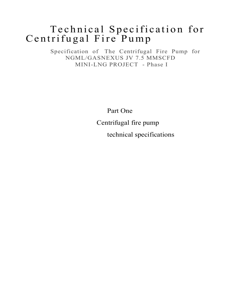 Technical Specification for Centrifugal Fire Pump