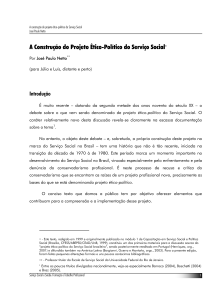 A Constru&ccedil;&atilde;o do Projeto &Eacute;tico-Pol&iacute;tico do Servi&ccedil;o Social