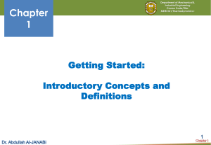 Thermodynamics I: Introductory Concepts and Definitions