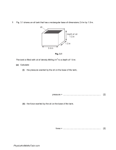Physics Worksheet on Density and Pressure