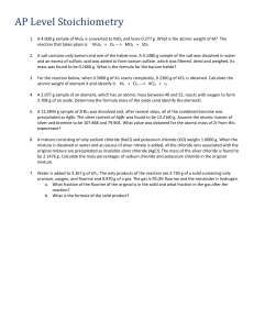 AP Stoichiometry Worksheet