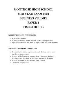 Business Studies Mid-Year Exam 2024