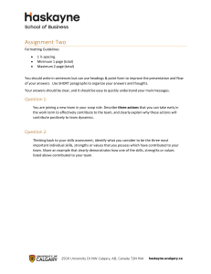 Assignment Two: Teamwork & Skills Assessment