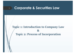 Singapore Company Law Introduction & Incorporation
