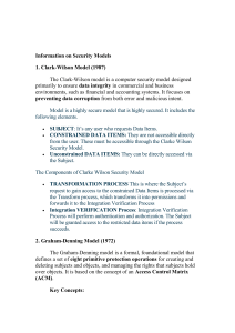 Guide to Security Models: Clark-Wilson, HRU, Graham-Denning