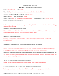 Classroom Observation Form ELA Lesson