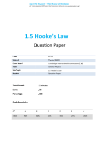 IGCSE Physics Hooke's Law Exam Paper