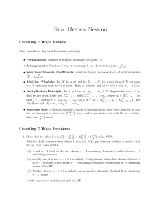 Final Review Session: Combinatorics & Counting Methods