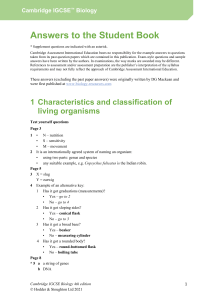 Cambridge IGCSE Biology Student Book Answers