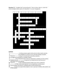 Law Crossword Puzzle Assignment