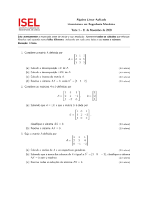 Teste de &Aacute;lgebra Linear Engenharia Mec&acirc;nica