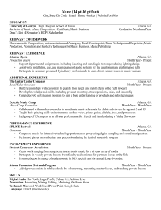 Music Composition Resume | University of Georgia Graduate