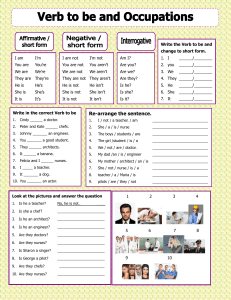 Verb to Be Worksheet for Kids