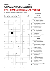 Past Simple Irregular Verbs Crossword