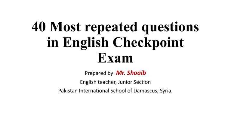 English Checkpoint Exam Guide