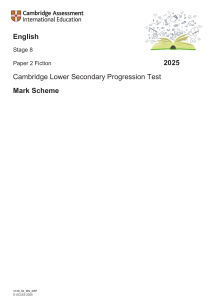 Cambridge Stage 8 English Paper 2 Fiction Mark Scheme 2025