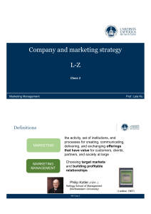 Company and Marketing Strategy Class 2 Notes