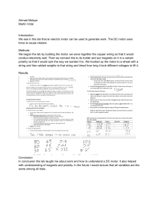 DC Motor Lab Report: Work & Electromagnetism Experiment