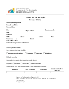Inscri&ccedil;&atilde;o P&oacute;s-Gradua&ccedil;&atilde;o Engenharia Civil USP