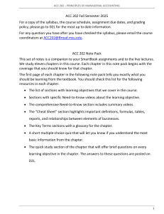 ACC 202 Managerial Accounting Notes