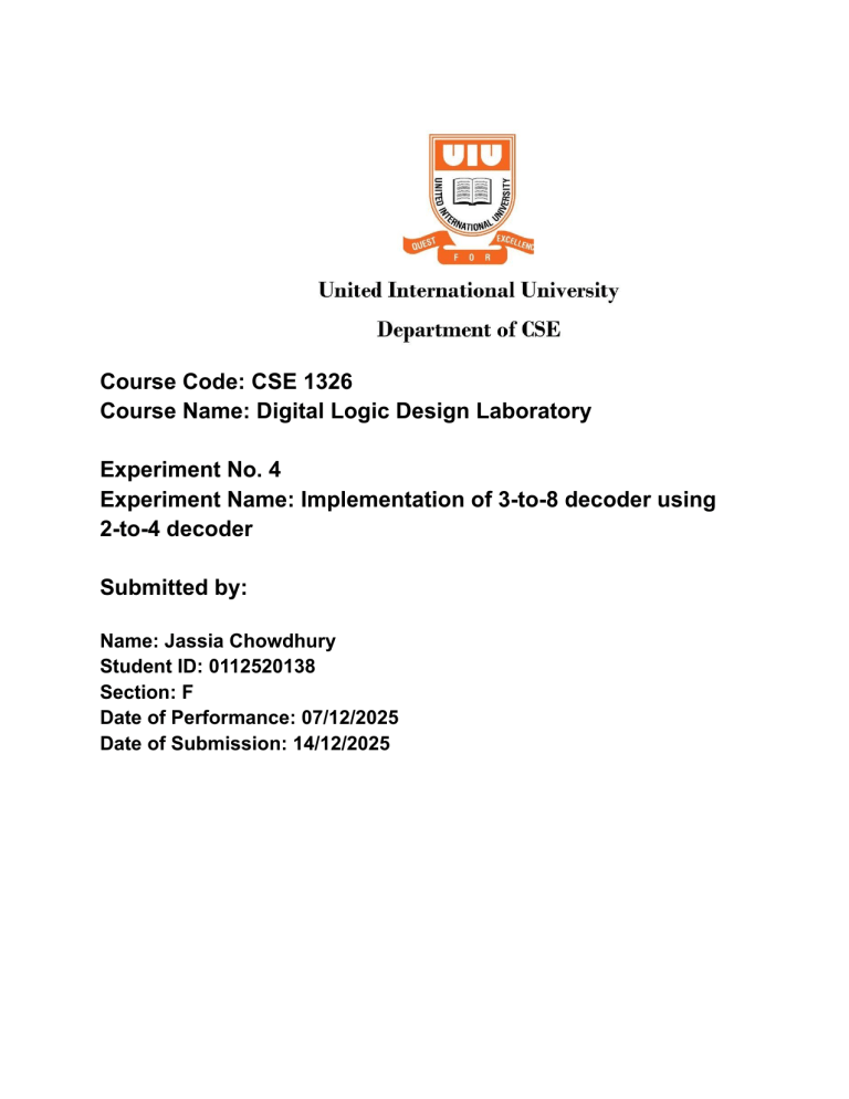 3-to-8 Decoder Lab Report CSE 1326