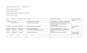 Practicum Log: BUS 302 Project at Belmont SDA Church