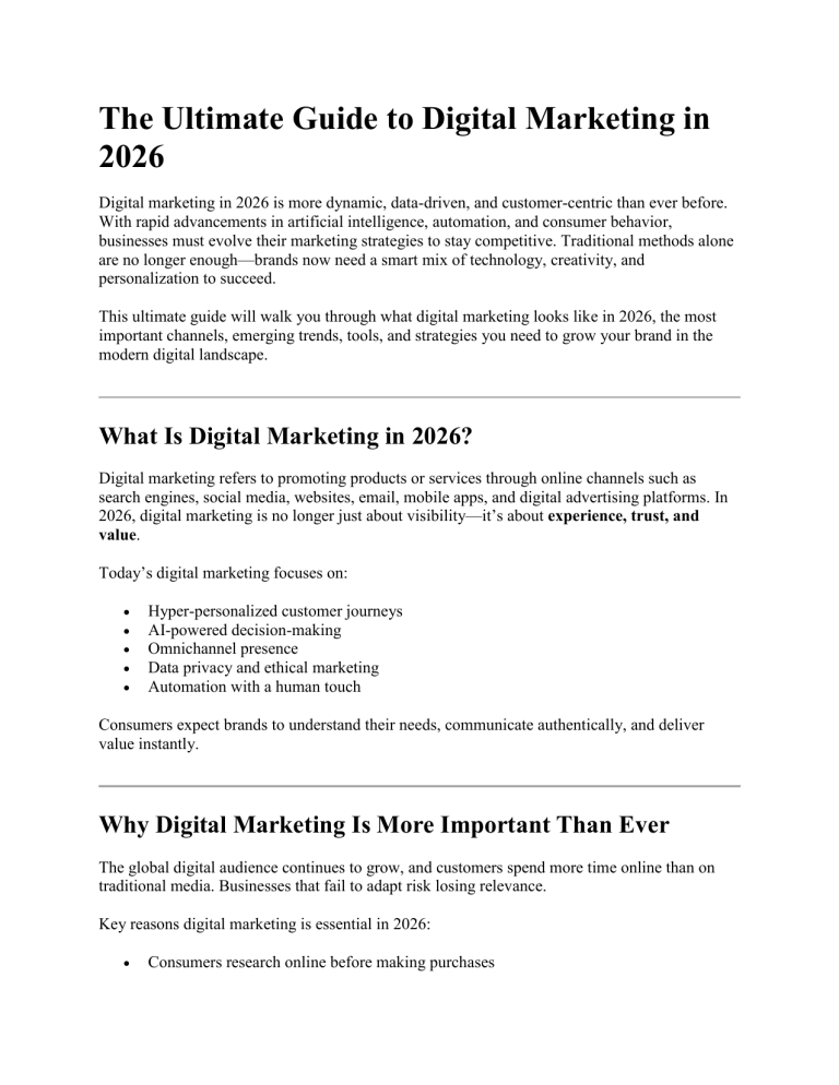 Digital Marketing 2026 Guide: Strategies & Trends